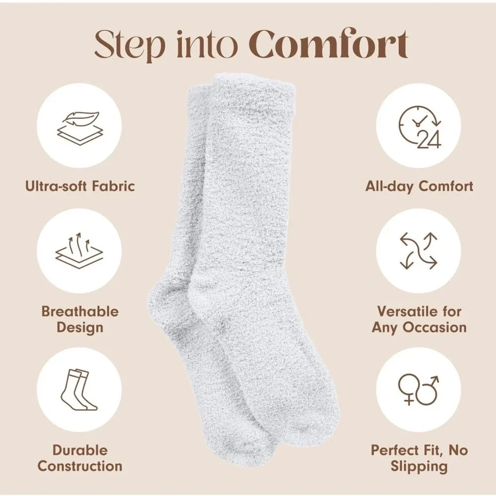 T+M Cloud Socks Ultra Soft Luxe Knit Womens White Cozy Comfy Minimalist Warm NWT